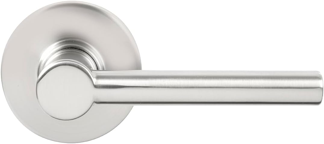 Delaney Hardware RD Passage Door Handle, Fits Doors 1-3/8 to 1-3/4 in. Thick, Satin Nickel – Reversible Left/Right-Handed Hallway, Closet Door Lever with Latch – Easy to Install
