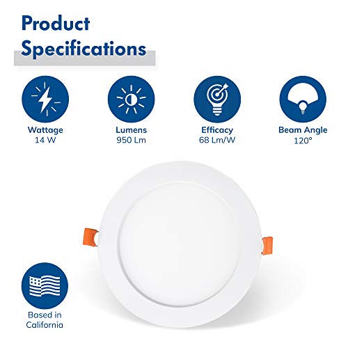 Hyperikon 6 Inch Led Recessed Lighting Selectable Color Temperature 5Cct 2700K-5000K, 14W Slim Downlight With Junction Box, Ul, Energy Star, 6 Pack #TOP2