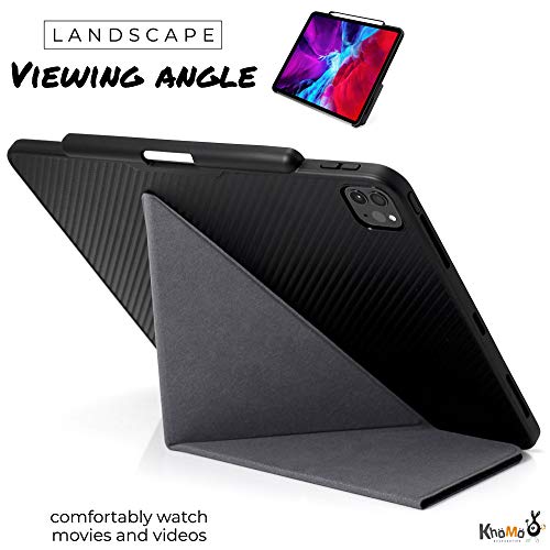 Khomo Ipad Case Pro 12.9 Case 4Th Generation 2020 With Pencil Holder - Dual Origami Series - Horizontal And Vertical Stand - Supports Apple Pen Charging - Carbon Fiber (Kho-1685) #TOP3