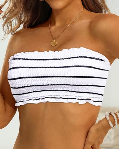 Image of Aqua Eve Women Strapless Bikini Top Only Bandeau Swim Top Tube Top Swimsuit