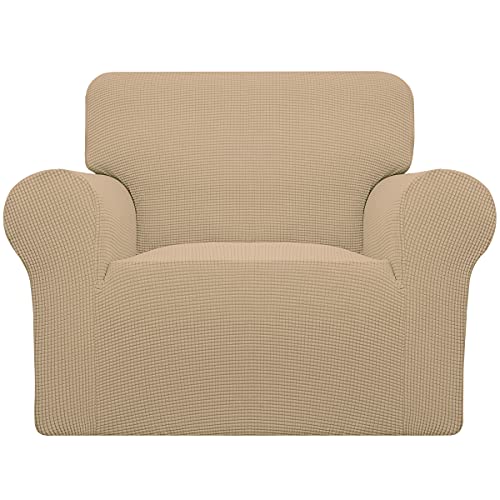 Image of Easy-Going Stretch Oversized Chair Sofa Slipcover 1-Piece Couch Sofa Cover Furniture Protector Soft with Elastic Bottom for Kids Spandex Jacquard Fabric Small Checks Sand