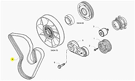 Diagram showing fan belt routing and associated components