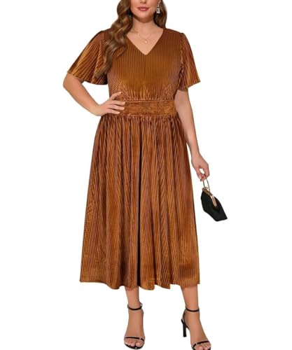 Image of TIYOMI Plus Size Velvet Dress for Women Formal Cocktail Satin Dresses for Wedding Guest XL-5XL (14W-28W)