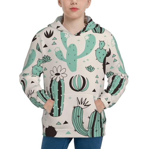 Cactuses and Flowers Kid Hoodies Boys Sweatshirts Girls Pullover with Pocket