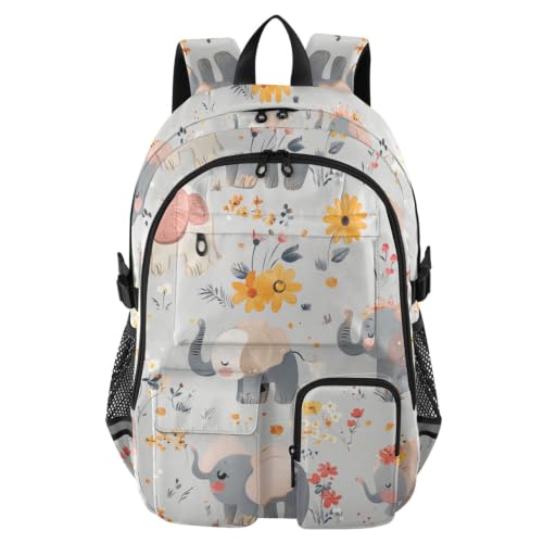 Mochilas de viaje para laptop escolar juvenil gris elefantes