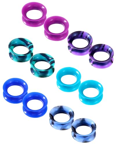 Jewseen 2g-5/8 Double Flared Silicone Tunnels 12Pcs Silicone Ear Gauges Flexible Ear Tunnels Plugs Stretchers Expander Ear Piercing Jewelry for Women Men 00g