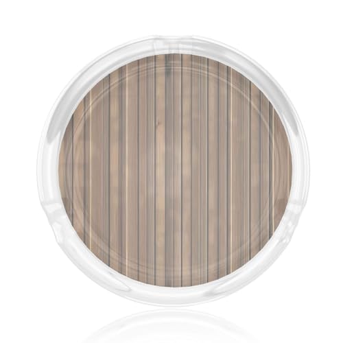 Cendrier rond en verre élégant et durable avec motif en bois massif pour salon, chambre à coucher, bureau