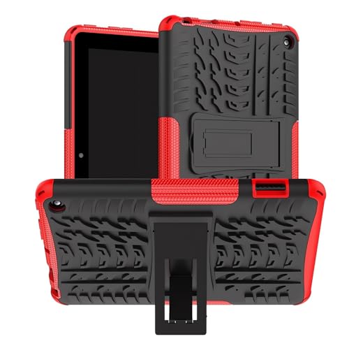 Image of MaoMini for New F ire7 Case 12th Generation 2022 Release,Kickstand Heavy Duty Armor Defender Case (Red&Black)
