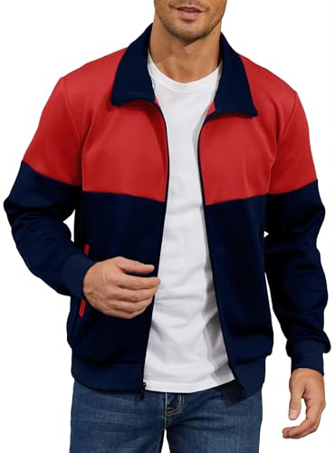 Image of HYPESTFIT Men's Lightweight Casual Bomber Jacket Track Running Athletic Varsity Coat