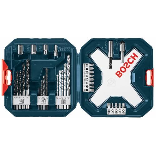 BOSCH MS4034 Drill Bit Set, 34-Piece Mixed Set for Wood, Metal, Masonry