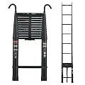 16.5FT/5M Telescoping Ladders EN131 Standards Black Multi-Purpose Telescopic Ladder Folding Loft Attic Ladder Folding Aluminum Extension Ladder for Home Building Maintenance Garden Work Access Loft