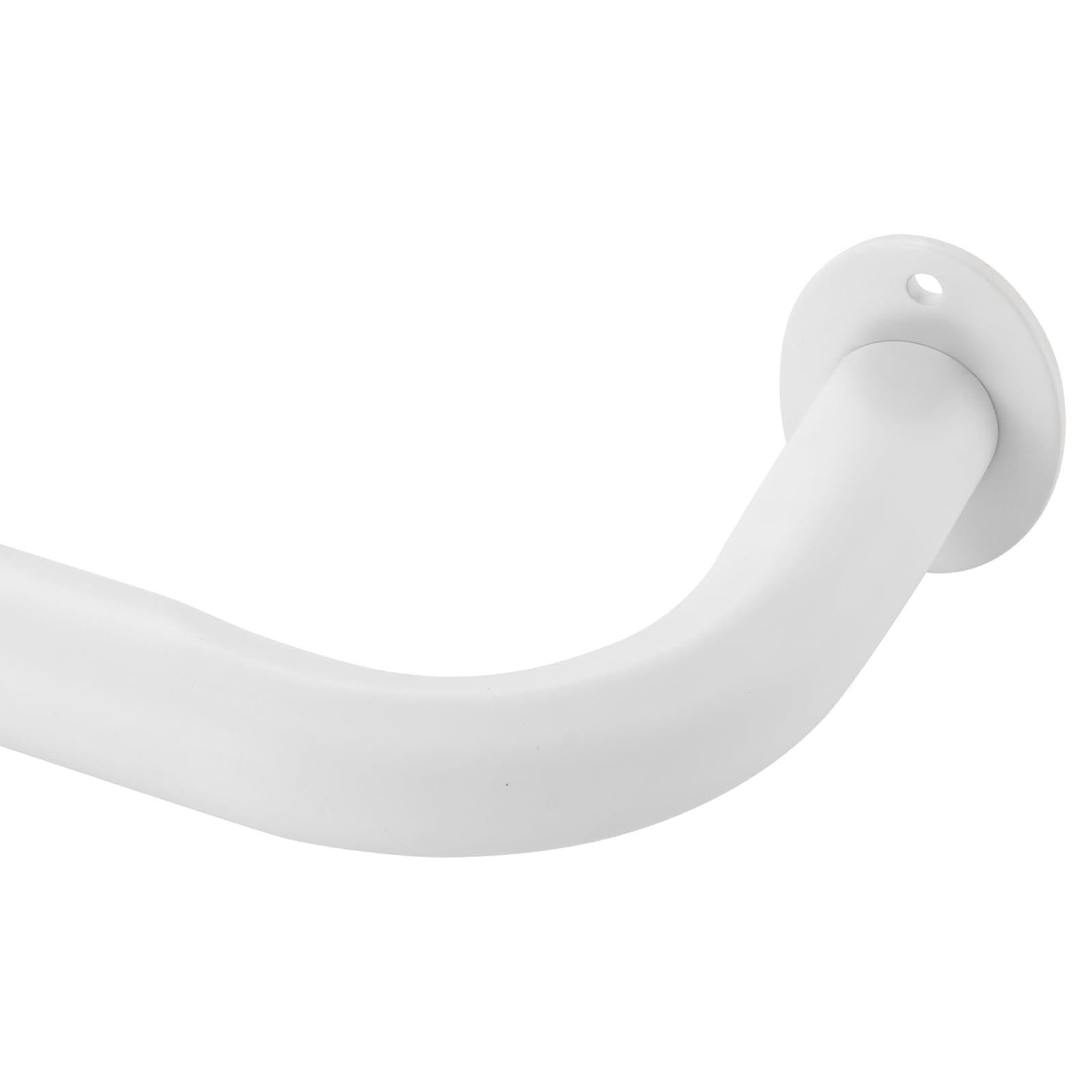 Room Darkening Curtain Rod 48-84 Inches, Wrap Around Design, Extra-Thick 1-Inch Diameter Single Drapery Rod, Extendable Metal Rod Set of Window Treatment (Matte White, 48-84")