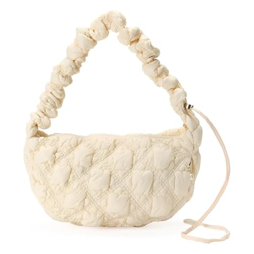 Quilted Puffer Tote Bag for Women Large Quilted Crossbody Bag Lightweight Nylon Puffy Hobo Shoulder Bag Puff Carryall
