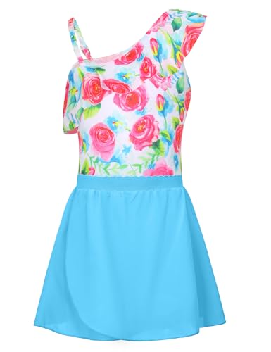 Girls Bathing Suit with Skirt One Shoulder Ruffle Quick Dry Swimsuits Multicolor Sleeveless Swimwear3