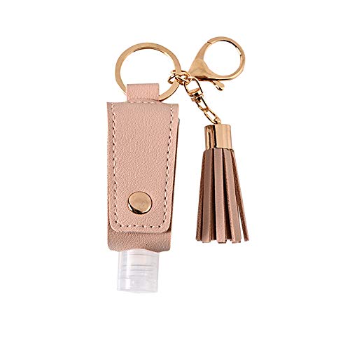 Distributeur de gel hydratant alcoolique 30 ml avec étui en cuir et porte-clés à franges (rose, 1) Cover