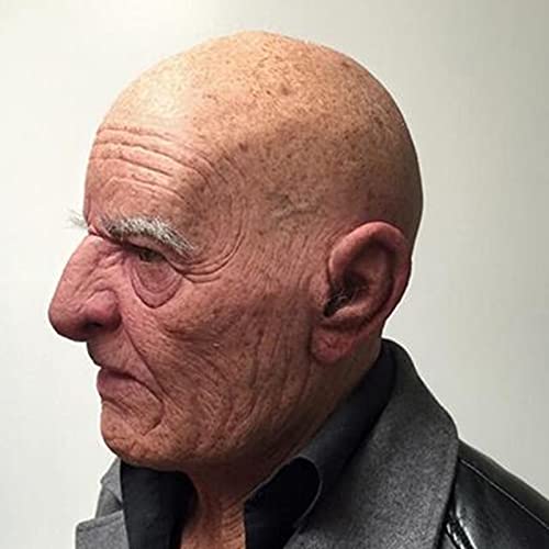 Realistic Old-Man Mask ,Halloween Face Cover Visible Latex Headgear Head Cover Mask Novelty Costume Party Prop Kids #TOP2