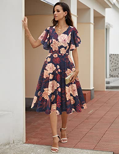 Image of Bridesmay Women's Formal Wedding Guest Dress for Women 2026 Short Sleeve Fit and Flare Tea Party Dresses