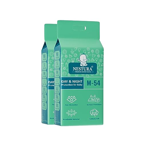 Image of Baby Diaper Pants Medium (M) Pack of 2, 108 Count, (7-12 kg)