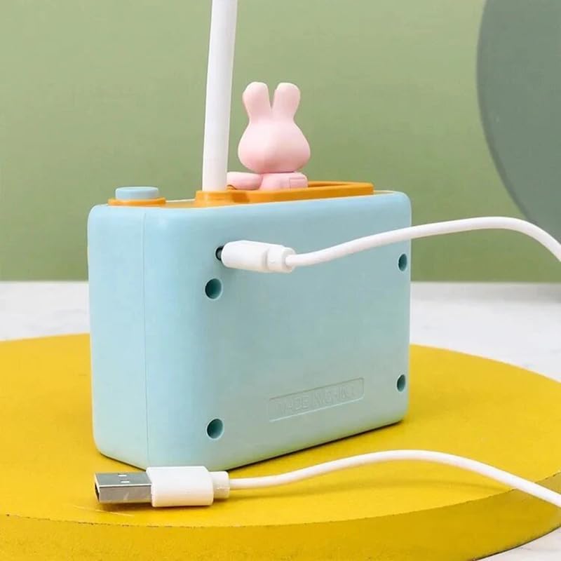 Image of Kiditos Small Study Desk LED Lamp Rechargeable, 360 Flexible Gooseneck With Pen Holder, Pencil Sharpener, Table for Girls Boys Room (Camera), Green