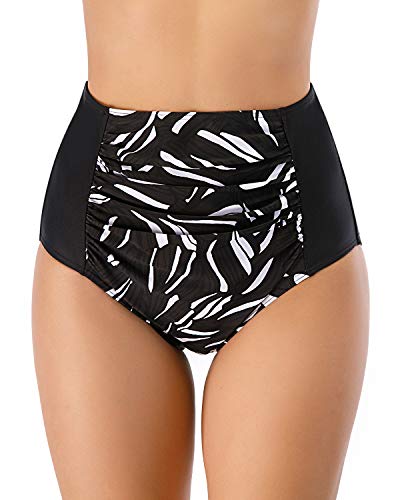 Calcinha de biquíni feminina HAIVIDO com cobertura total franzida e calcinha de biquíni, Print-1, 12