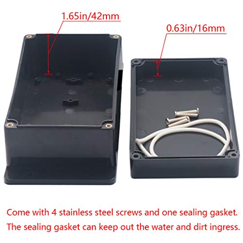 Raculety Project Box Ip65 Waterproof Junction Box Abs Plastic Black Electrical Boxes Diy Electronic Project Case Power Enclosure With Fixed Ear , Black 6.22 X3.54 X2.36 Inch #TOP3