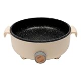 Kdbinytt Elektrischer Kochtopf, Hot Pot Elektrisch, 1.5l Mini Elektro Topf 300w 600w, Edelstahl Antihaft InnenbehäLter, üBerhitzungsschutz Trockenlaufschutz, Kompakt, Tragbar, 1-2 Personen,Eustecker
