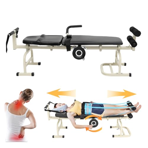 Cervical and Lumbar Traction Bed, Massage Traction Tables Back Stretch Bench Body Stretching Device for Lumbar Spine Cervical Discomfort Lumbar Disc Herniation
