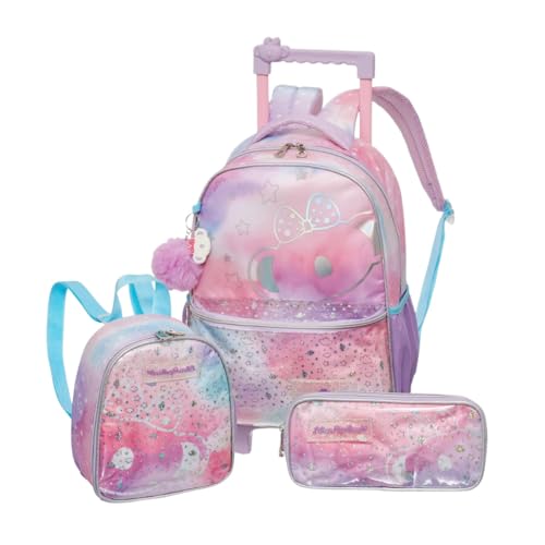 Kit Escolar Mochila Rodinha + Estojo Triplo e Lancheira Lilica Ripilica Lumina