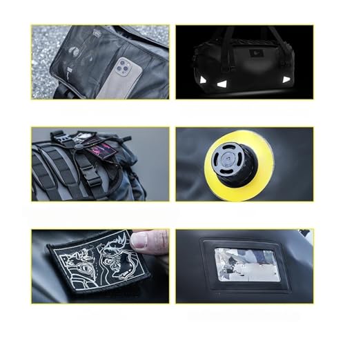 Sacoche de moto étanche à volume modulable et panneau d'extension de bagages