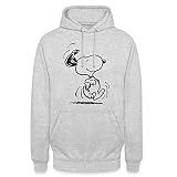 Spreadshirt Peanuts Snoopy Freut Sich Lustig Happy Witzig Glücklich Unisex Hoodie, L, Hellgrau meliert