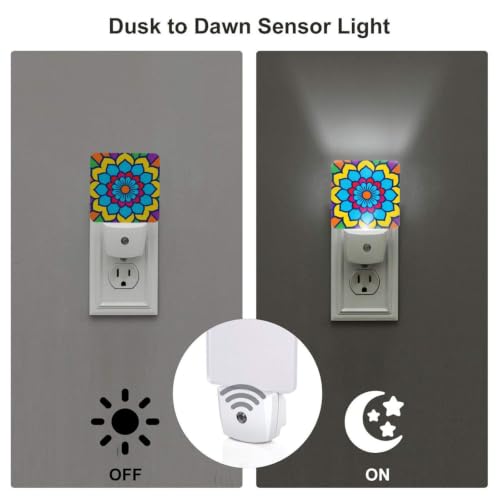 Image of Boho Floral (3) LED Plug-in Nightlights 2 Piece Set for Bedroom