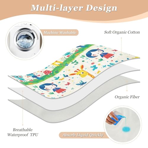 Miniatura 3 de Almohadillas De Cama De Niña Linda De Jirafa, Almohadillas Impermeables Para Humedecer La Cama, A Prueba De Fugas, Cuna De Secado Rápido Para Niños Y Niñas, 132 Cm De Largo X 86 Cm De Ancho