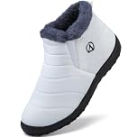 LAZAZAFI Kids Winter Snow Boots Waterproof Warm Faux Fur Lined Shoes Boy's Girl's Outdoor Walking Boots Anti-Slip Ankle Boots Comfy Flats Hiking Boots White UK3.5