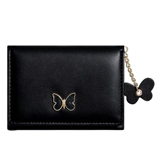 Cute Coquette Bow Wallet, Small Black Aesthetic Wallet for Women Girls