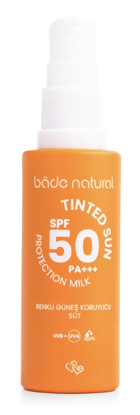 Bade Natural Tinted Mineral Sunscreen SPF 50 – Lightweight Facial Sunscreen Milk with Zinc Oxide, Aloe – Broad Spectrum UVA/UVB Protection – 1 fl oz