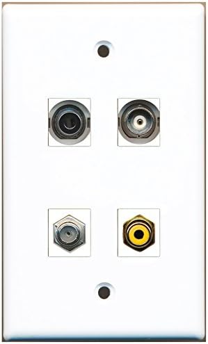 RiteAV - 1ポート RCA イエロー 1ポート 同軸ケーブル TV - Fタイプ 1ポート 3.5mm 1ポート BNCウォ