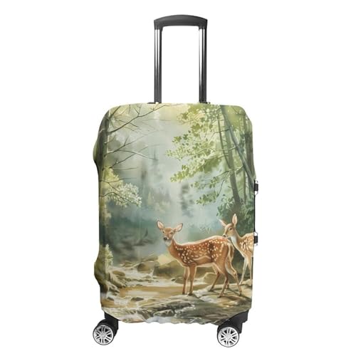 Fairytales Deer Fawn Forests Animal Luggage Protector Suitcase Cover Anti-Scratch Washable Fit 18-32 Inch Travel Luggage