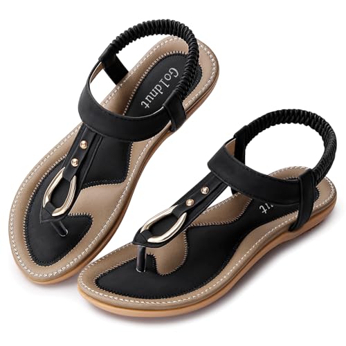 Comfortable Womens Flat Sandals Summer - Dressy Casual T-Strap Flip Flop Thong Walking Sandalias2