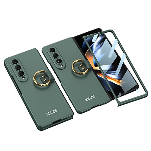 Protection Écran Intégrée Coque Samsung Z Fold 4 Antichoc avec Anneau Vert