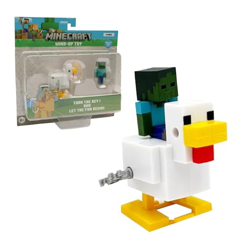 Bizak Minecraft Bebé Zombie e Cavaleiro Avícola com movimento, figuras colecionáveis de 5 e 7 cm, com corda para dar vida ao jogo, brinquedo para fãs (64110035)