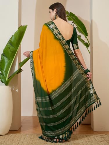 Image of AKHILAM Women's Mysore Silk Kanjivaram Pure Soft Ombre Print Saree With Unstitched Blouse Piece (73ALEKHA7301 NV Parent)