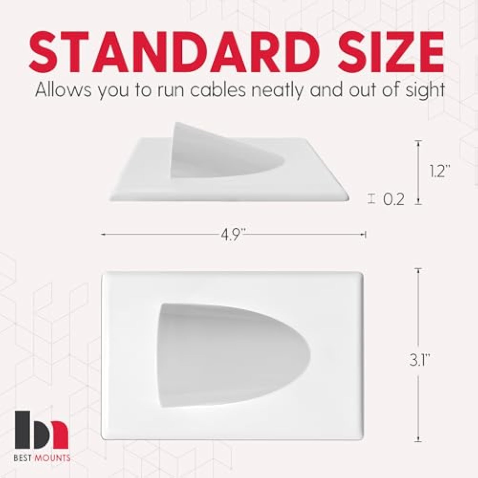 BestMounts In Wall Cable Management 1-Gang Low Voltage Cable Plate