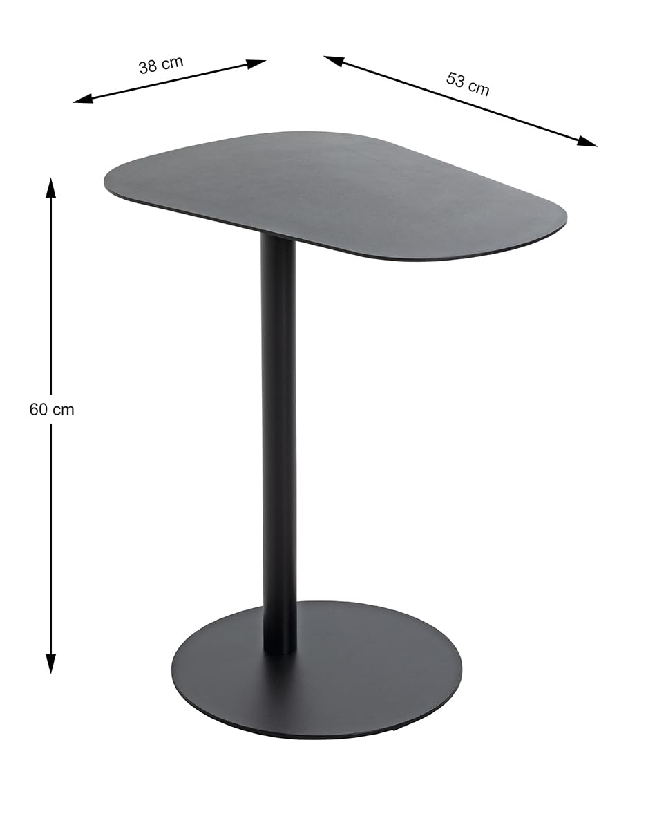 HAKU Mesa Auxiliar de Metal Negro, Mesa de Centro pequeña - Dimensiones: An 53 x Al 60 x Pr 38 cm Estilo: Moderno
