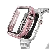 Worryfree Gadgets Bling Bumper Case for 42mm Apple Watch Series 3, with inbuilt Tempered Glass Screen Protector for Women (Rose Pink)