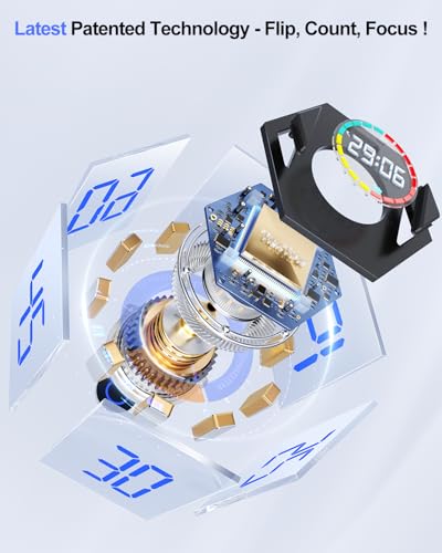 Ticktime Pomodoro Timer Cube Würfel, Sechseck Productivity Timer, Pause & Weiter, Leise, Vibration & Einstellbarer Alarm, für ADHS, Arbeit, 5/15/25/30/45/60min & Custom Countdown, Grau