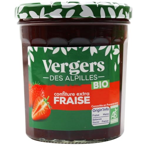 Confiture extra de fraise bio VERGERS DES ALPILLES fini les matins sans goût avec ce lot de 3