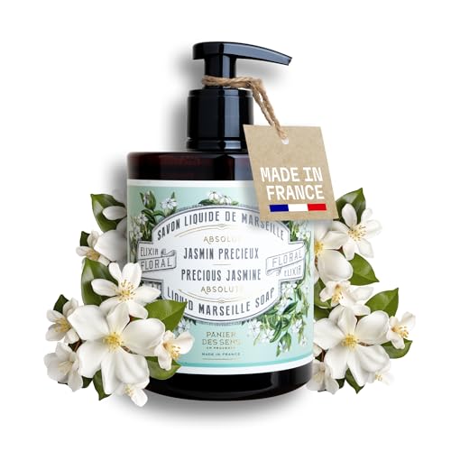 Panier des Sens Jasmine Liquid Hand Soap – French Savon de Marseille, Natural Hand Wash (97% Ingredients), Gentle & Moisturizing, 16.9 fl oz