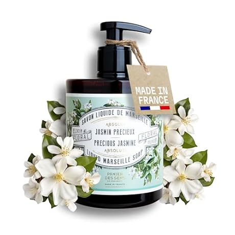 Panier des Sens Jasmine Hand Soap - Premium Liquid Soap for Kitchen and Bathroom – French Savon de Marseille, Natural Hand Wash (97% Ingredients), Gentle & Moisturizing, 16.9 fl oz