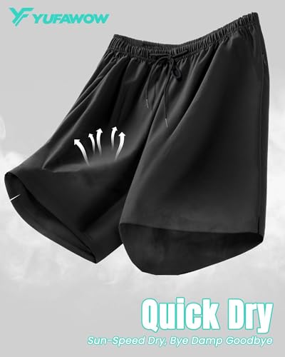 7 Inch 7in Men Swim Trunks Compression Liner Quick Dry Drawstring Male Swimwear Swimsuit Swimtrunks Boardshorts Bathing Suit Fair Beach Water Shorts Zipper Mesh Pocket Lined Inseam Harbor Black
