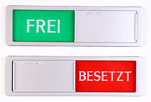 FREI - BESETZT Schild XL - Mit Schieber - Frei Besetzt Schiebeschilder - Klebeschild - 17,5 x 5 x 0,7 cm - Montage: 3M Klebefläche - Schilder mit Schiebefunktion.